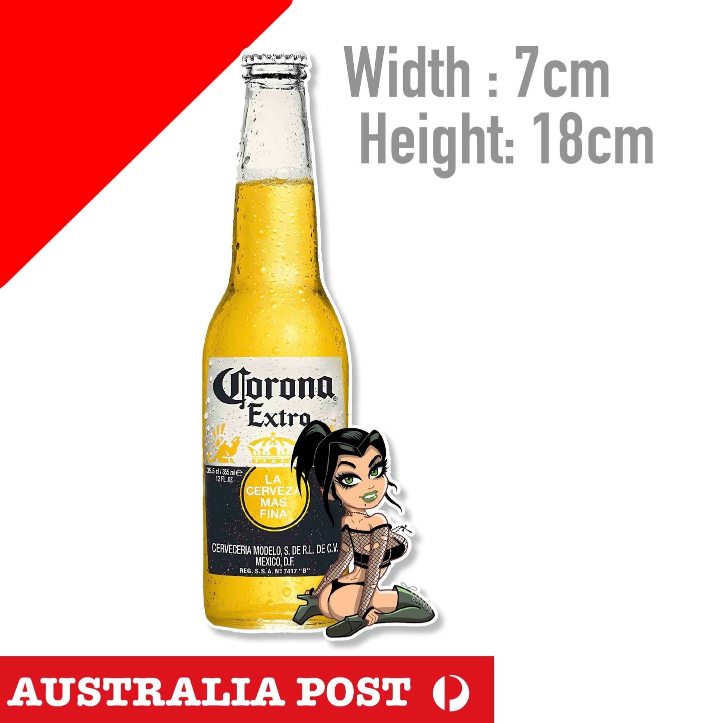 CORONA Extra Beer Bottle Sexy Pin up Girl  Fridge Bar Decal Sticker