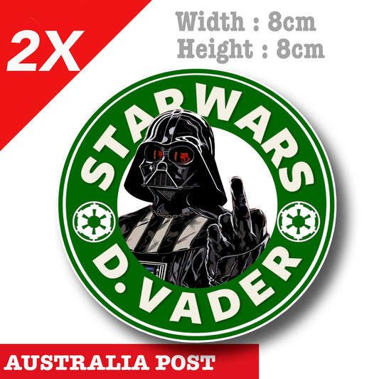 Star Wars Darth Vader Star Bucks Middle Finger, Rude , Funny Stickers