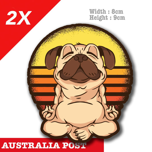 Pug Dog Cute Yoga Master, Funny Dog  Vinyl  Sticker