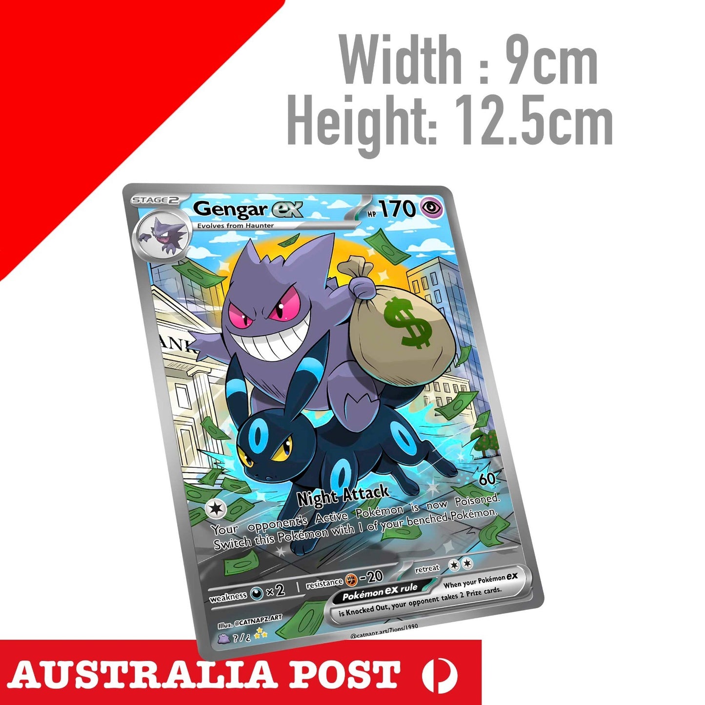 GENGAR Pokemon Card Gengar Riding Umbreon Card  Sticker