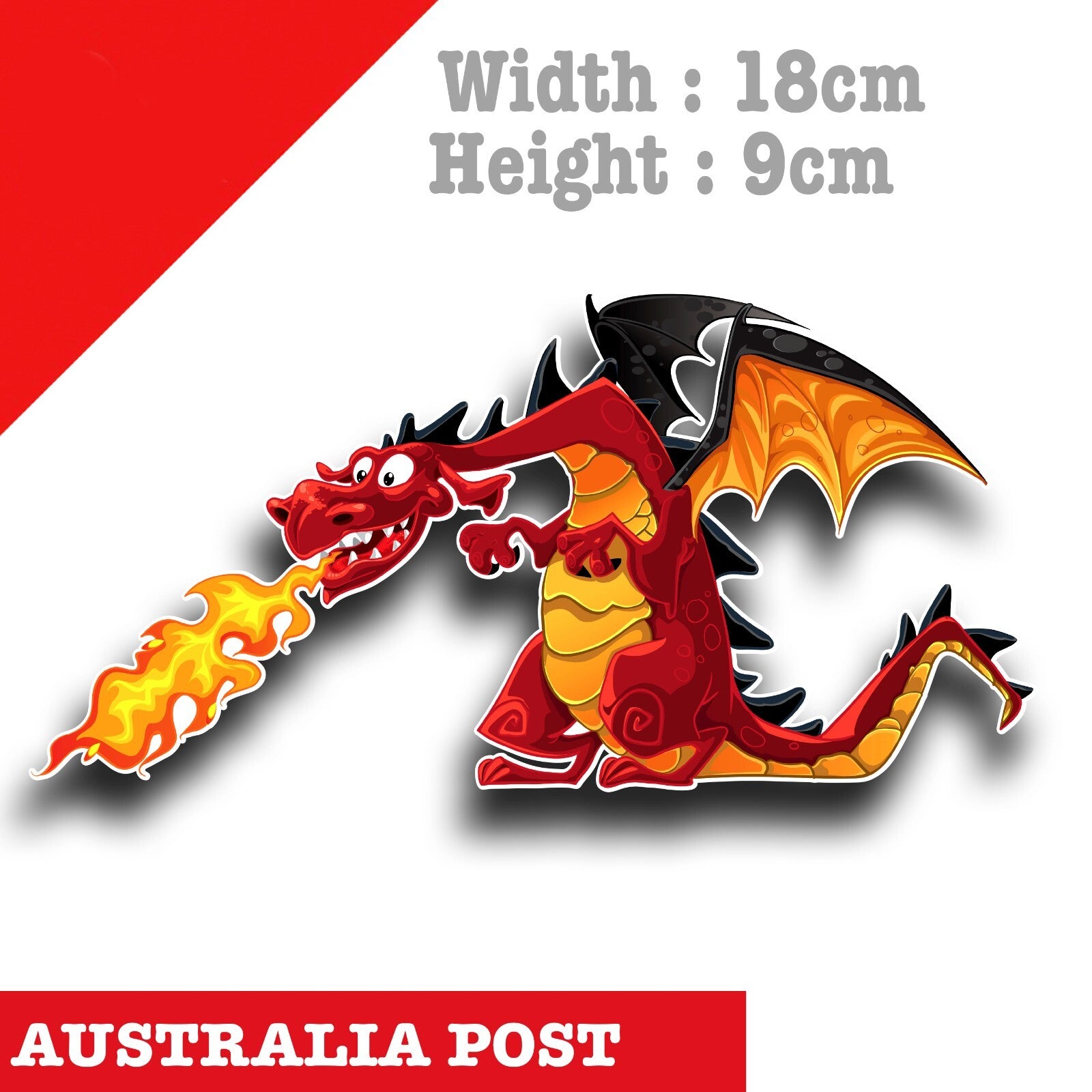 Cute Red Dragon with Fire Sticker