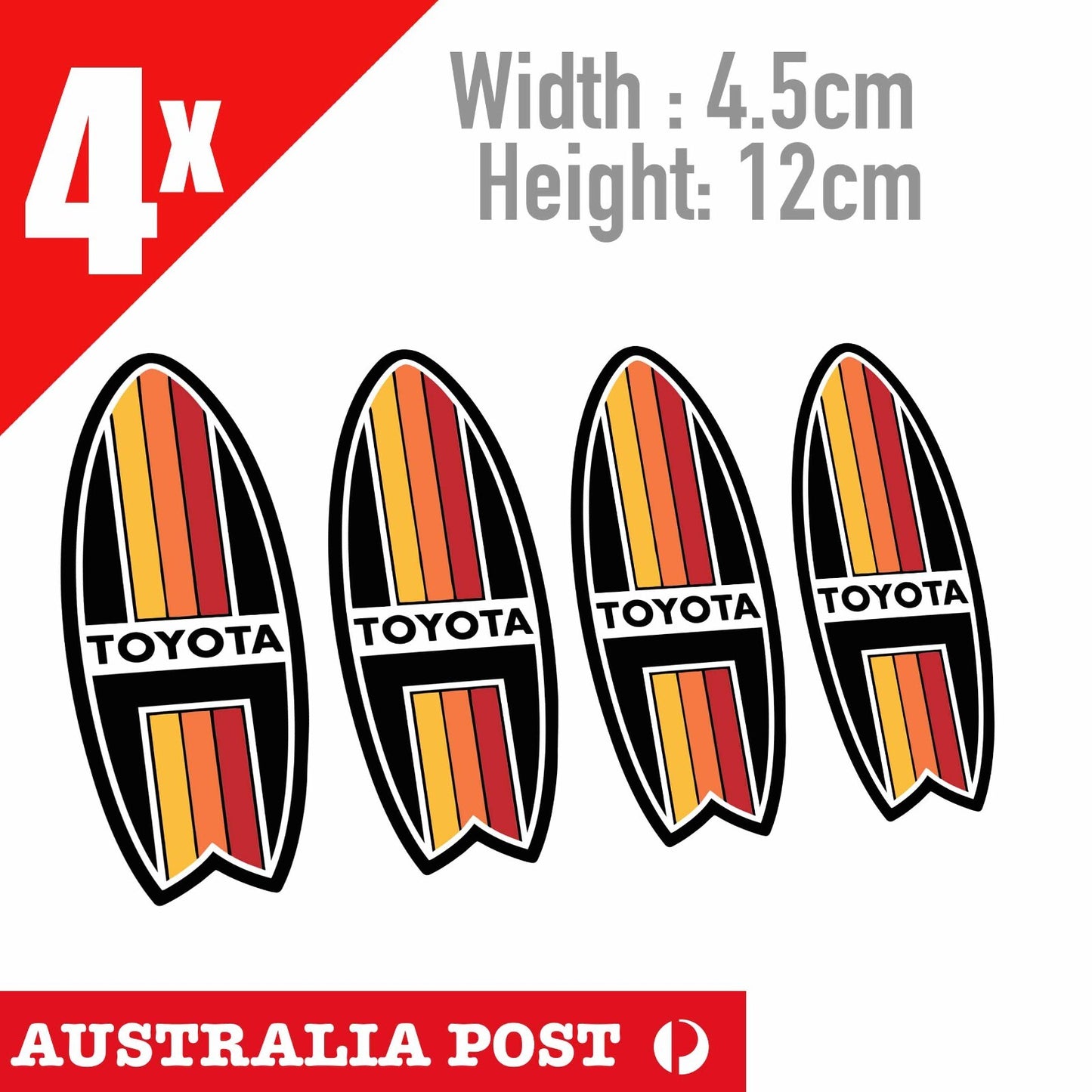 Toyota TRD Vintage Surf Board Logo, Hilux, 4WD, Off Road Decal x4 Sticker