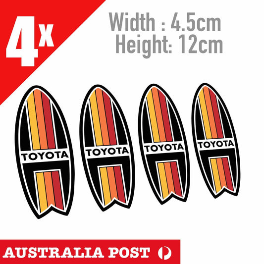 Toyota TRD Vintage Surf Board Logo, Hilux, 4WD, Off Road Decal x4 Sticker