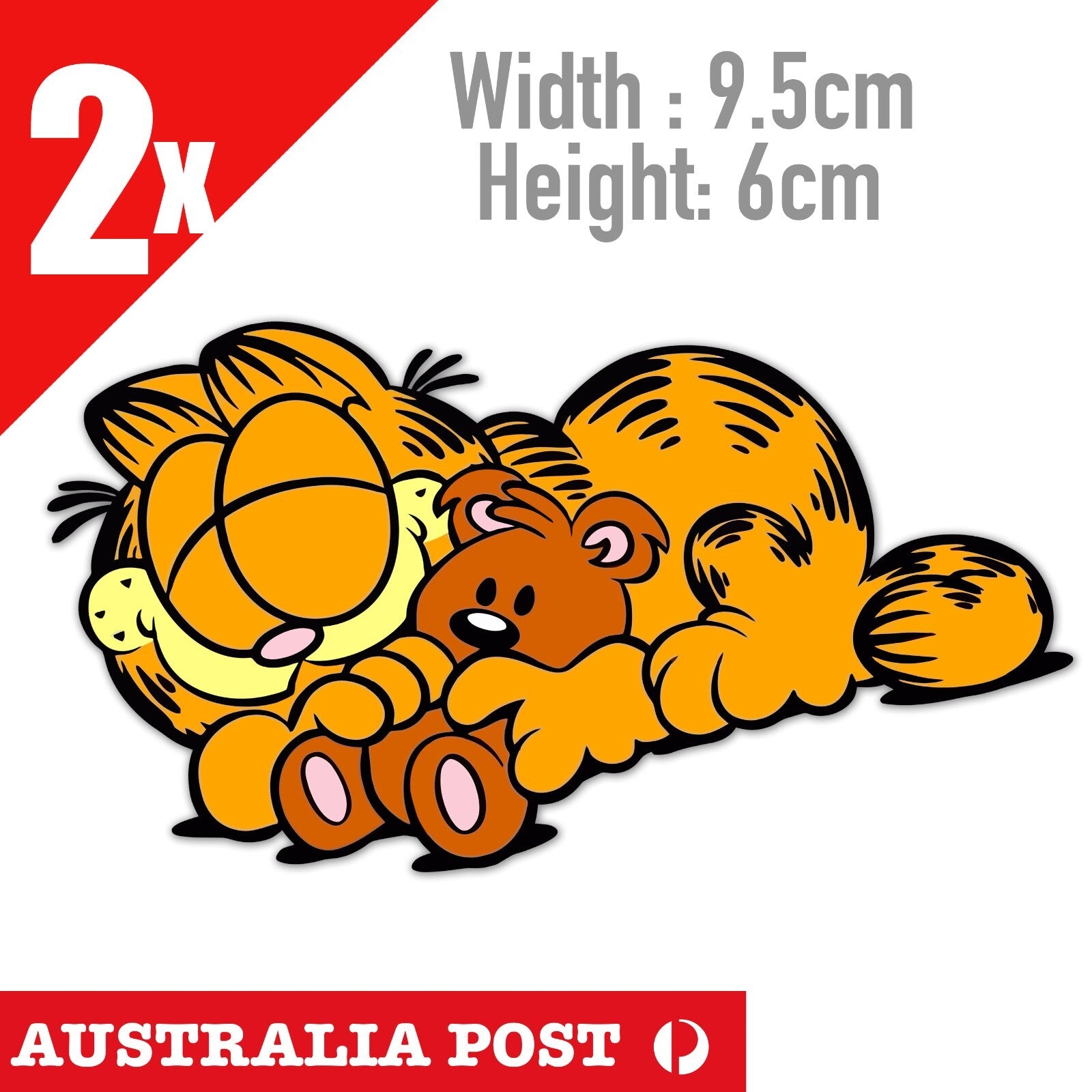 Garfield the Cat with Teddy Bear Sleeping Cute  Vinyl  Sticker 