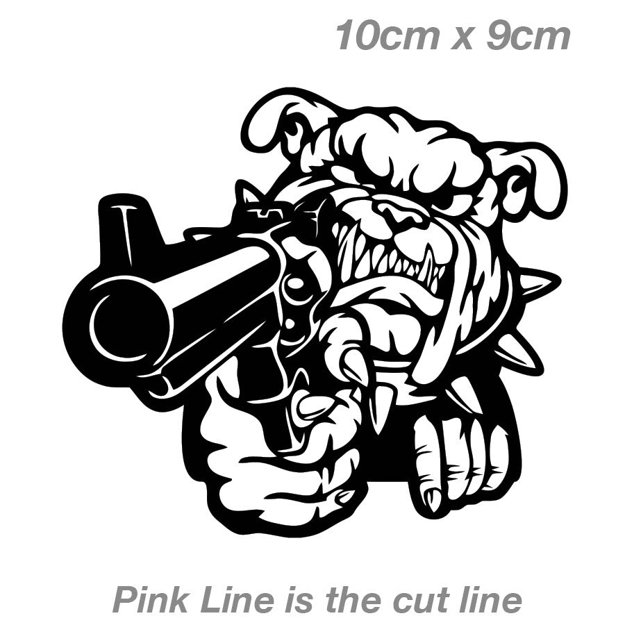 Angry British BullDog Gangster Gun Out  Laptop , Car  Vinyl  Sticker 