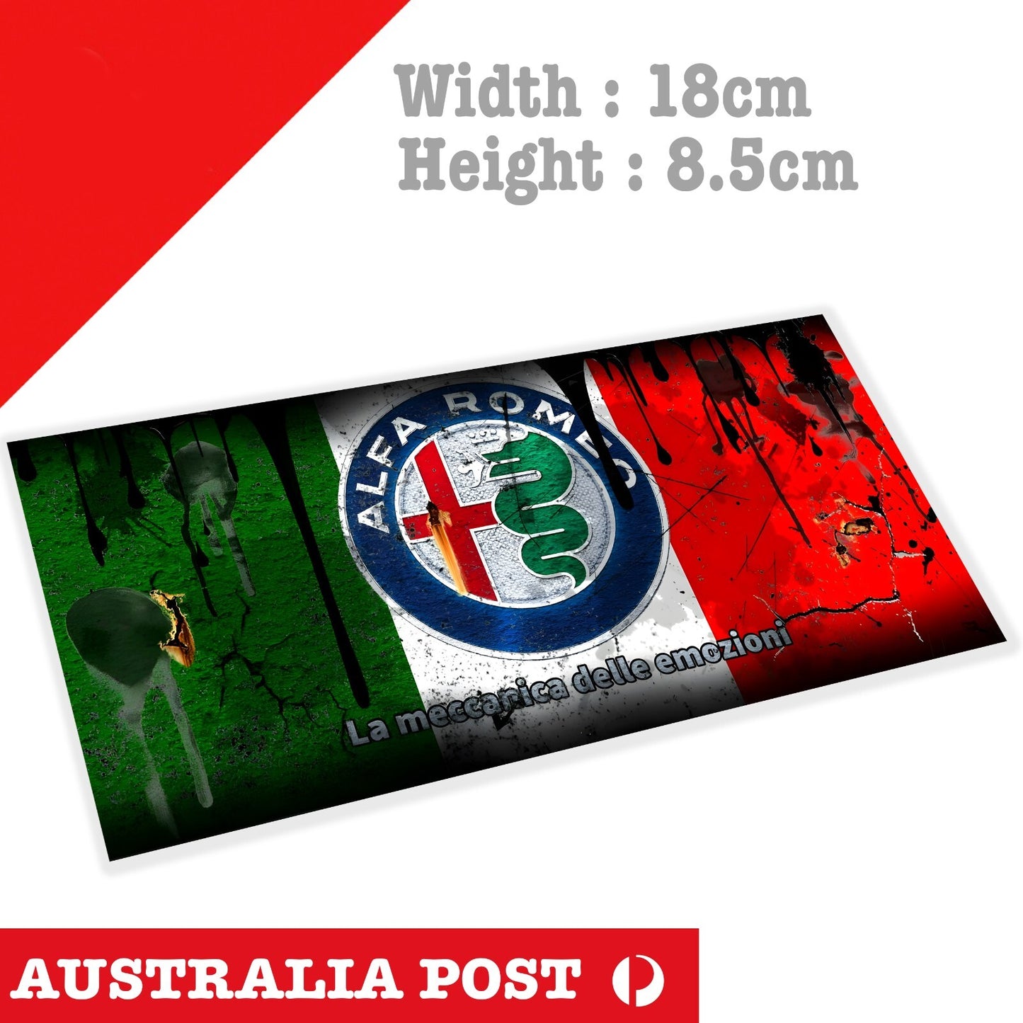 ALFA ROMEO Banner Logo Damaged, Rusted, Dirty Sign Sticker