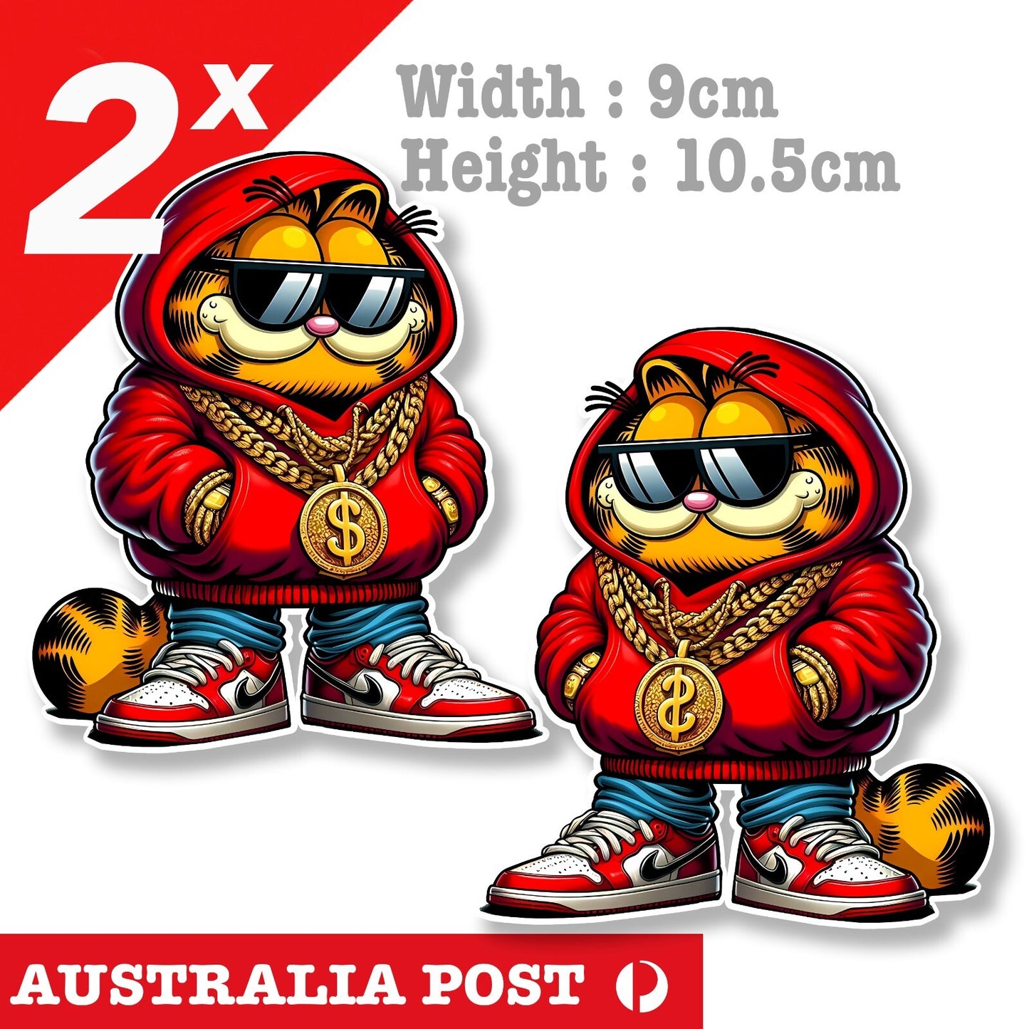 Garfield Funny Cat As Thug , Gangster Garfield the Car with Air Jordan Sticker