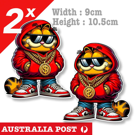 Garfield Funny Cat As Thug , Gangster Garfield the Car with Air Jordan Sticker