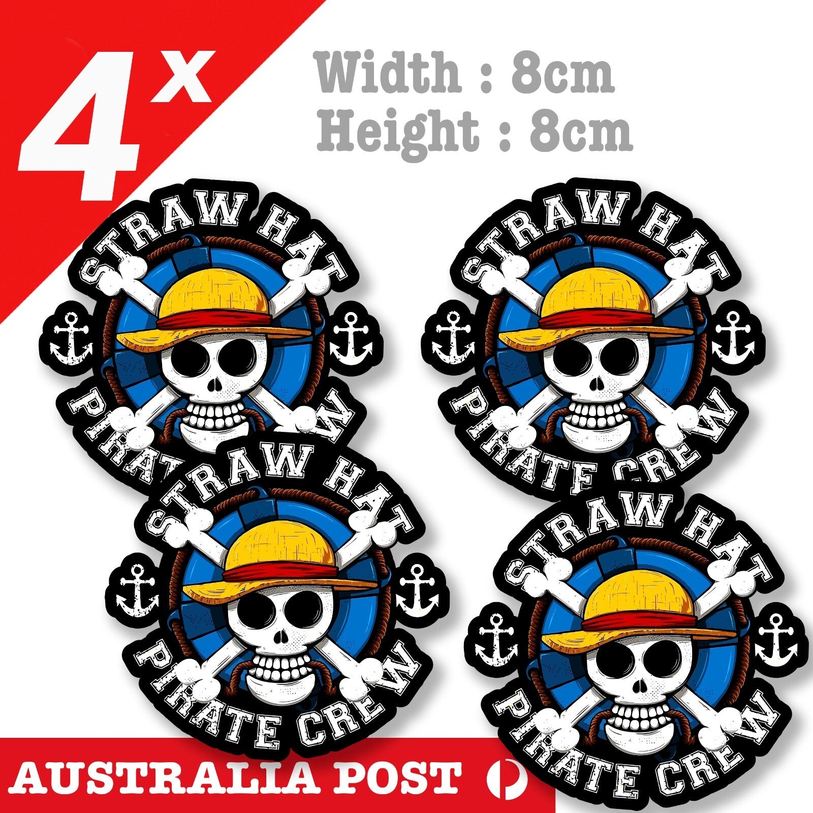 One Piece - Anime - Monkey D. Luffy , Pirate King, Straw Hat Pirate Sticker