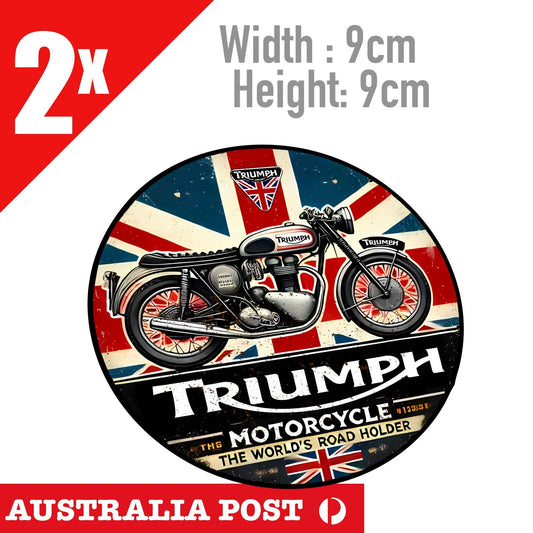 TRIUMPH MOTORCYCLE Round Logo Sign Vintage, Damaged,  Round Stickers