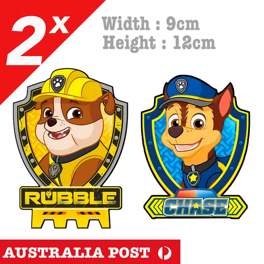 PAW Patrol Cartoon CHASE AND RUBBLE badge Sticker