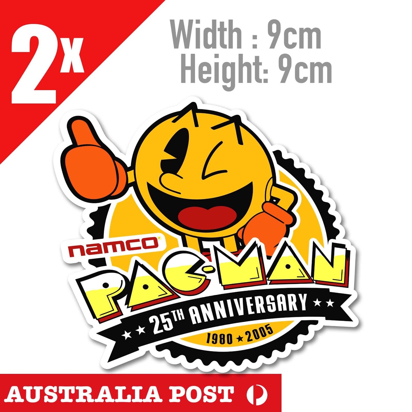 Pac Man 25 Anniversary , Vintage Arcade Retro Gaming Logo  Sticker 