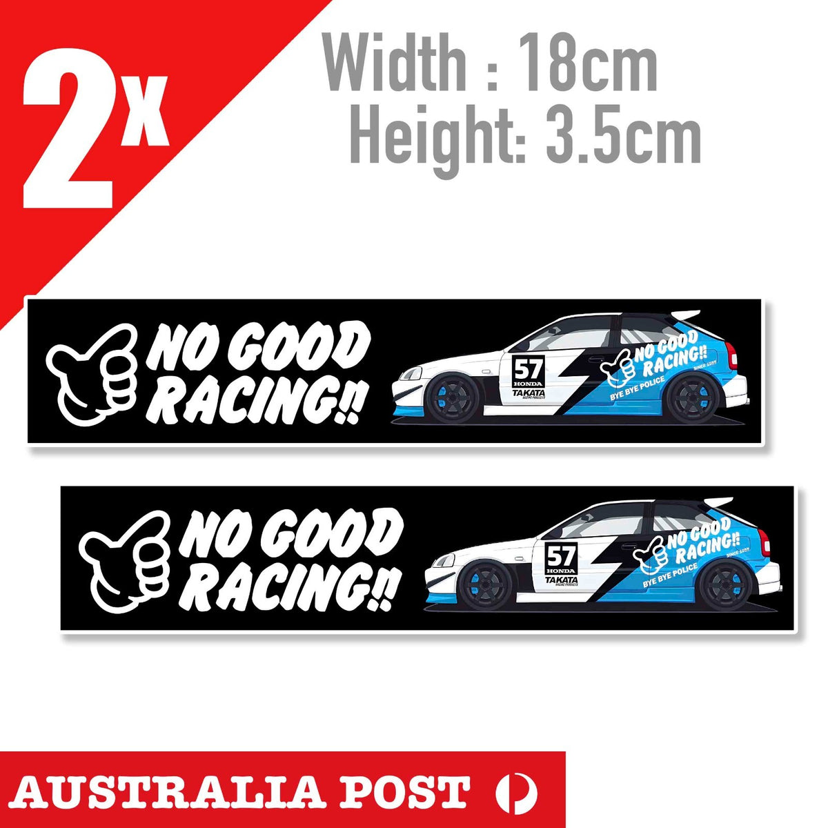 NO GOOD RACING!! OSAKA KANJO STYLE HONDA CIVIC JDM Drift car Banner  sticker