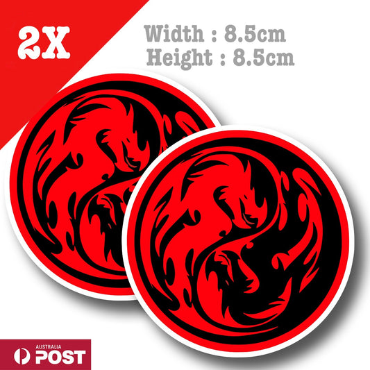 DRAGON Yin Yang Badge Red and Black Dragon Vinyl  decal Sticker