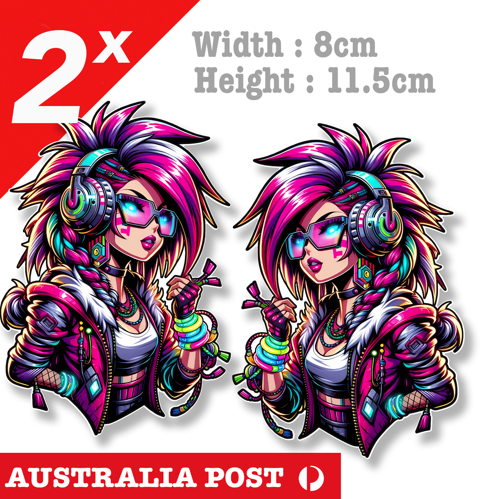 Cyberpunk Sexy Girl, Cyberpunk Rave Girl Sticker