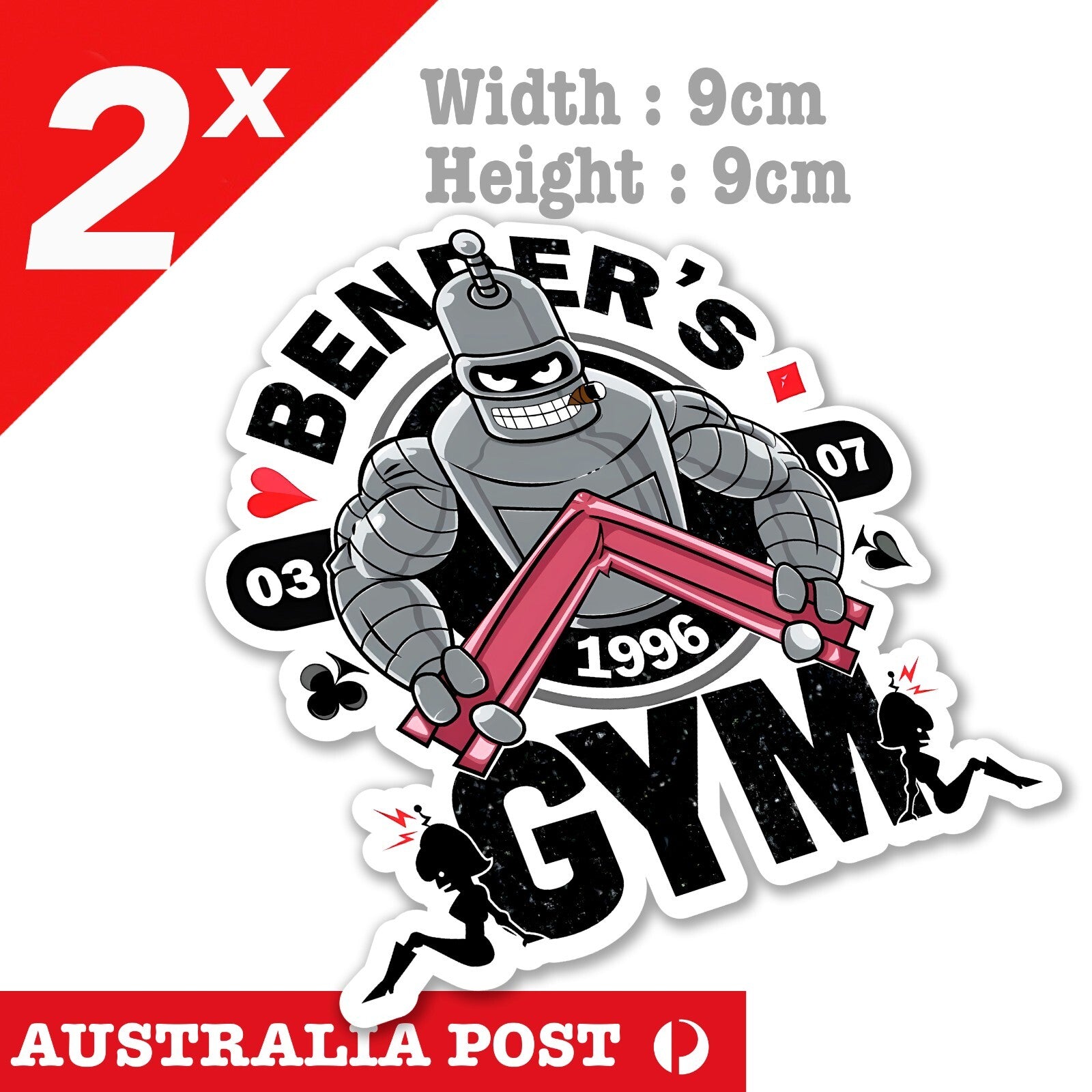 BENDER GYM  Funny Sticker, Bender as BodyBuilder Funny Sticker