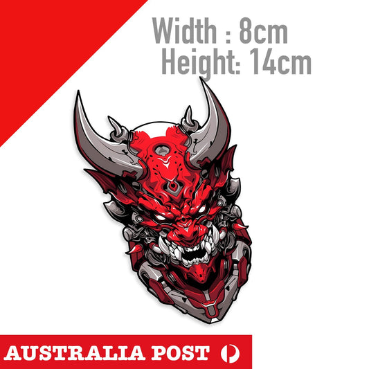 Oni Mask Japan Night RAID Robotic JDM, RED Mask,  Car Decal  Sticker
