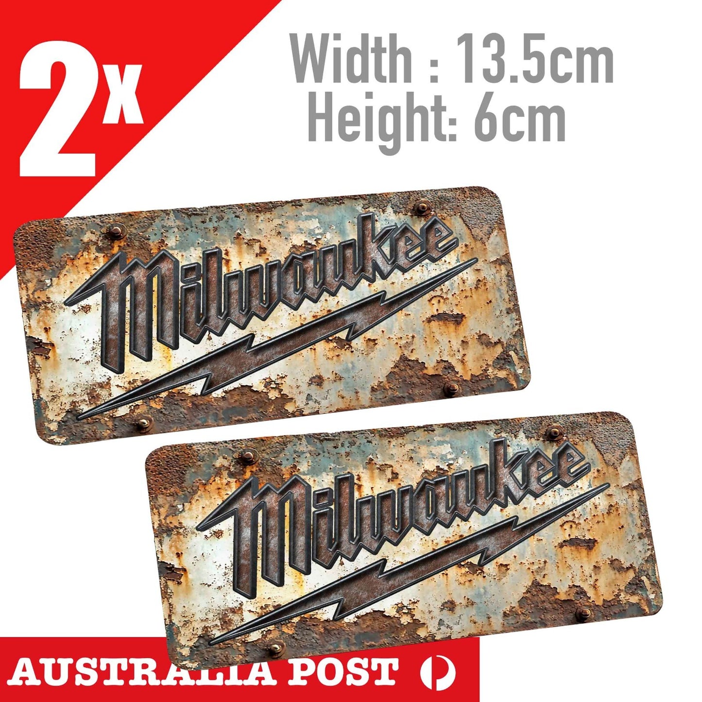 Milwaukee Electric Tool Rusted Damaged Sign, Power Tool Logo Vinyl  Sticker