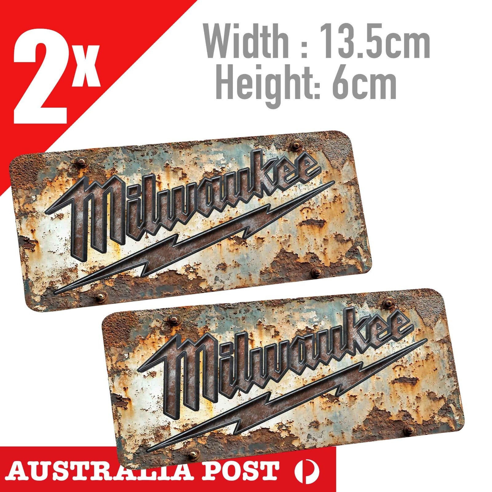 Milwaukee Electric Tool Rusted Damaged Sign, Power Tool Logo Vinyl  Sticker