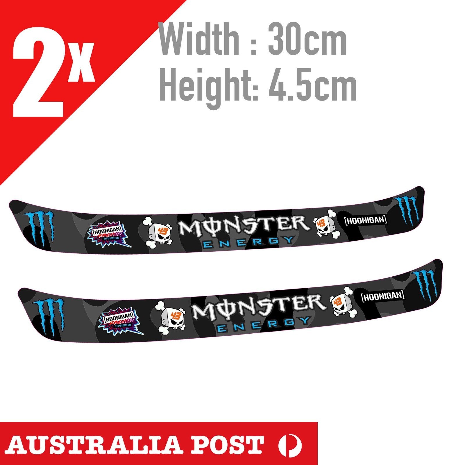 Monster Energy Motorcycle Helmet Visor - HOONIGAN Racing KEN BLOCK   Sticker