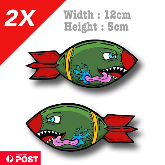 Angry Rocket x2, Helmet Motorbike Fuel Tank  Decal Sticker