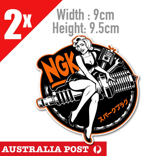 NGK Sexy Pin Up Girl Performance Spark Plugs Logo Stickers