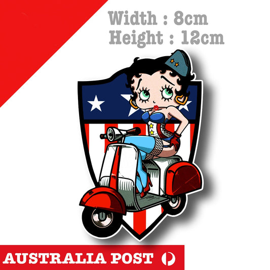 Betty Boop VESPA Motorcycle Rider Sticker