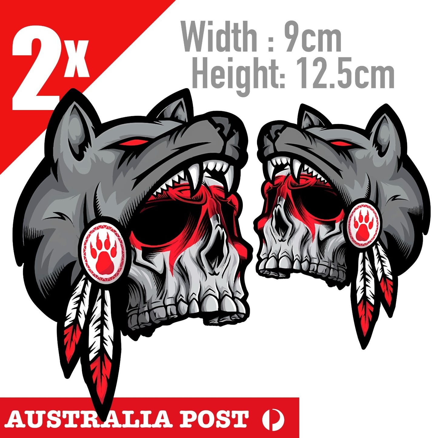 Angry Beast WOLF Skull Helmet, Motorcycle, Fuel Tank, Helmet  Stickers