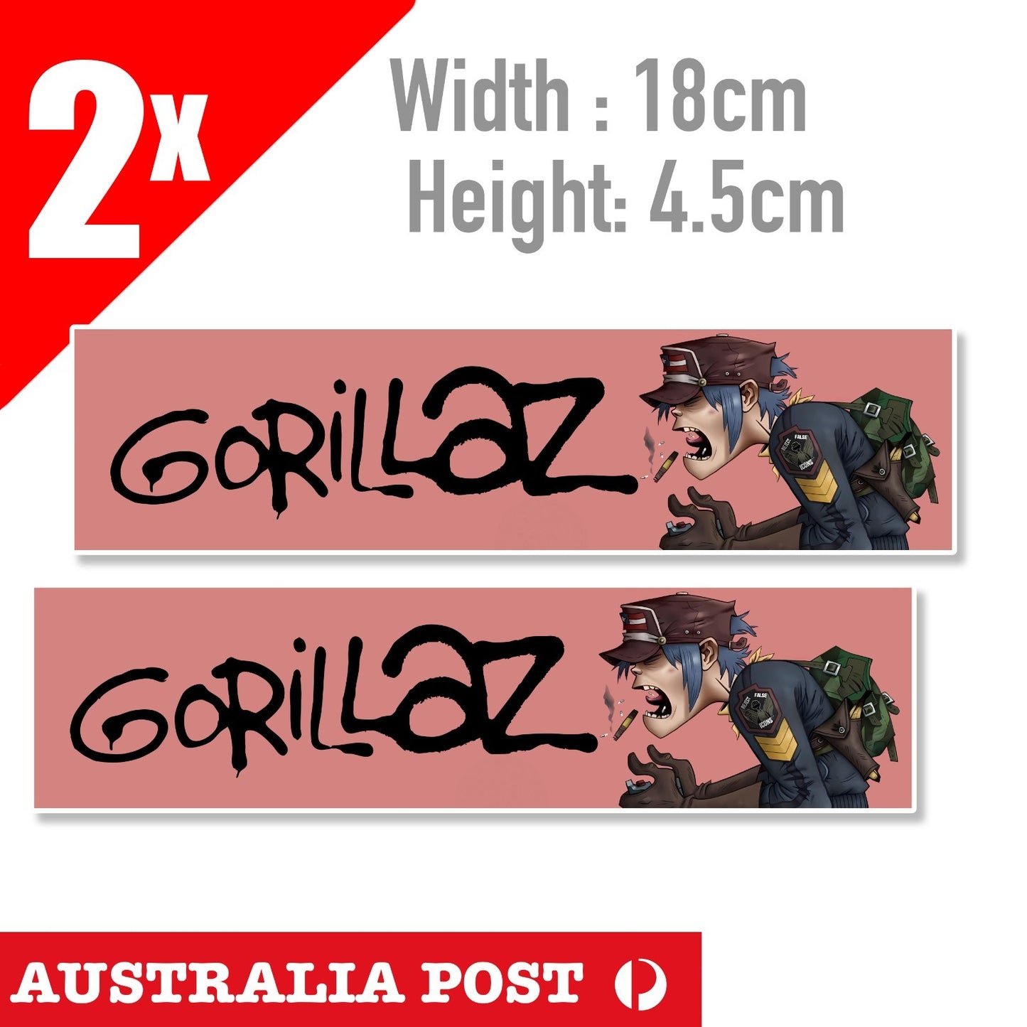 Gorillaz 2-D Band Dirty Harry, Amrican Flag Laptop , Car Slap Sticker