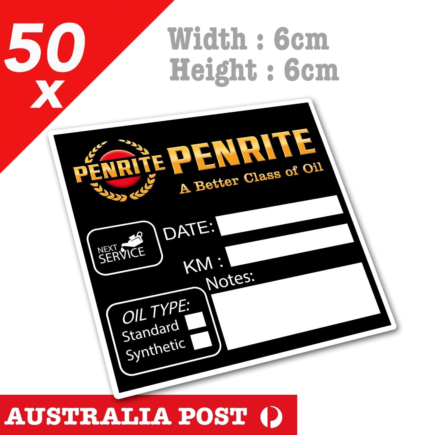 PENRITE Oil Change Service Reminder  Black Stickers