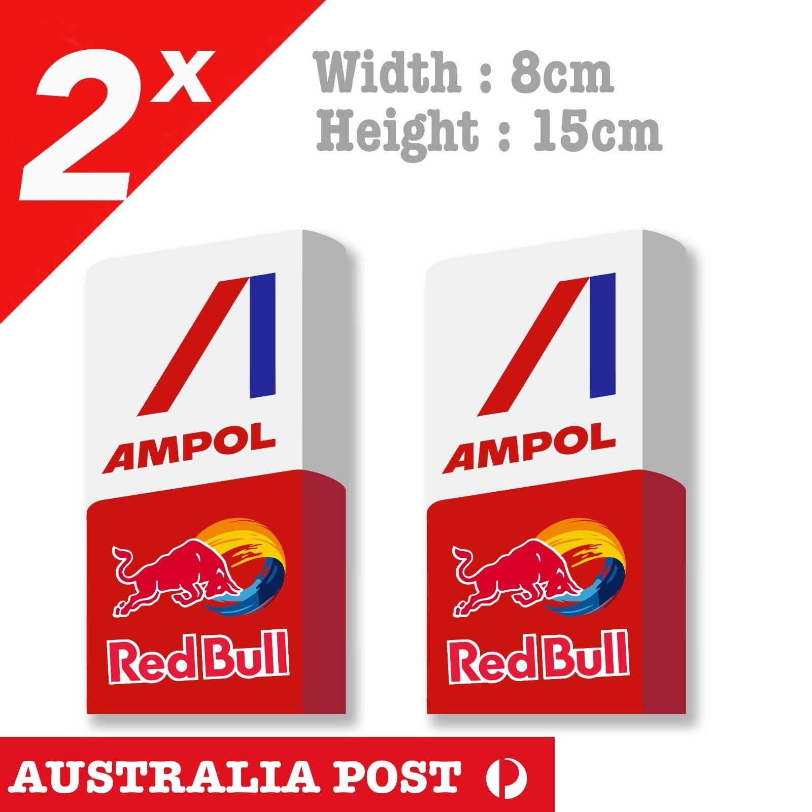 RED BULL AMPOL Racing Team Logo Bar Fridge, Petrol Station Stickers