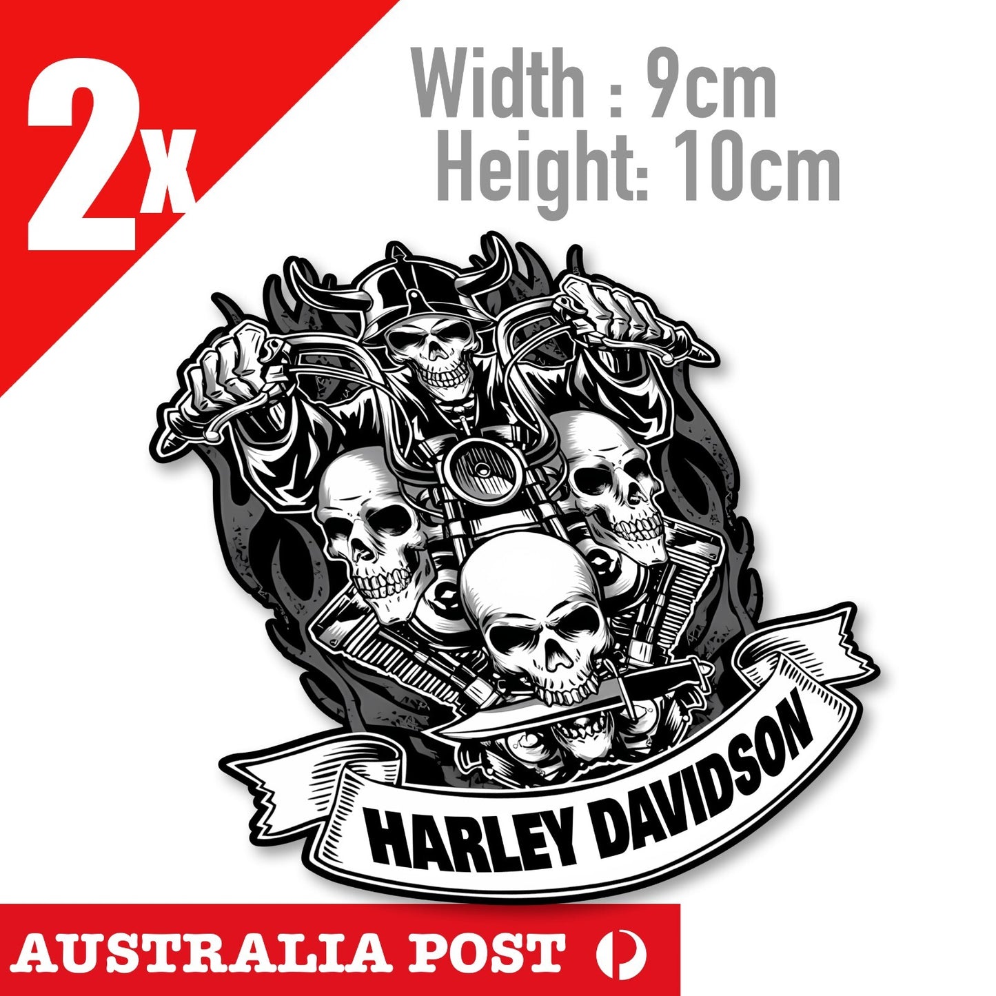 Harley Davidson Skull Rider, Ride Forever Motorcycle, Fuel Tank, Helmet Stickers
