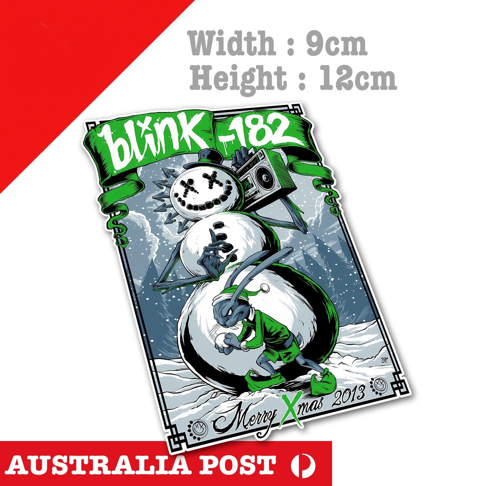 Blink-182 Rock Band SNOWMAN X-Mas 2013 Logo,Nostalgic Blink Rock Logo Sticker