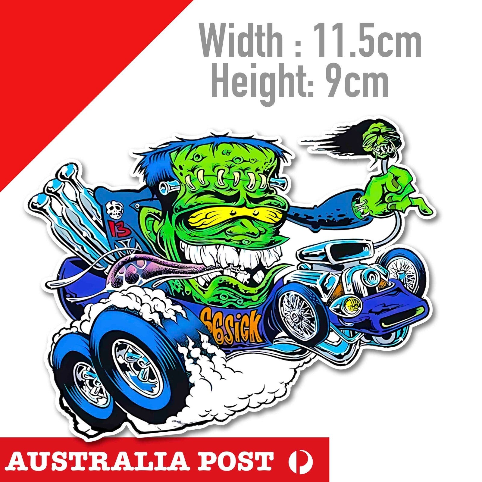 Frankenstein Hot Rod - Mancave Hot Rod Americana Racing Car Sticker