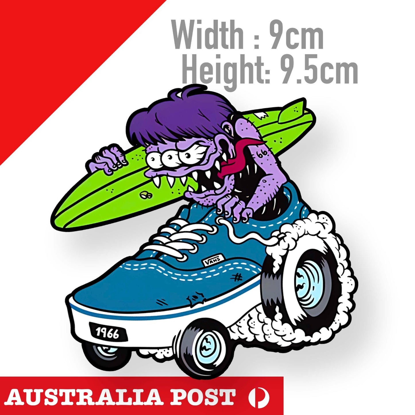 Alien Surfer Monster Hot Rod Funny Monster Sticker