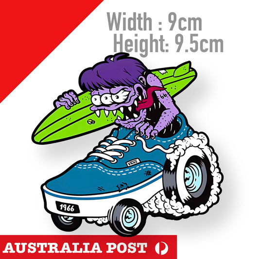 Alien Surfer Monster Hot Rod Funny Monster Sticker