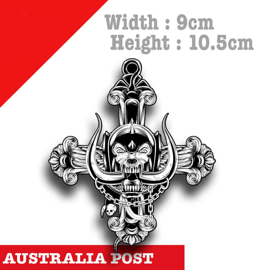 Motorhead Skull CROSS Logo, Motorcycle,Fuel Tank, Helmet Sticker