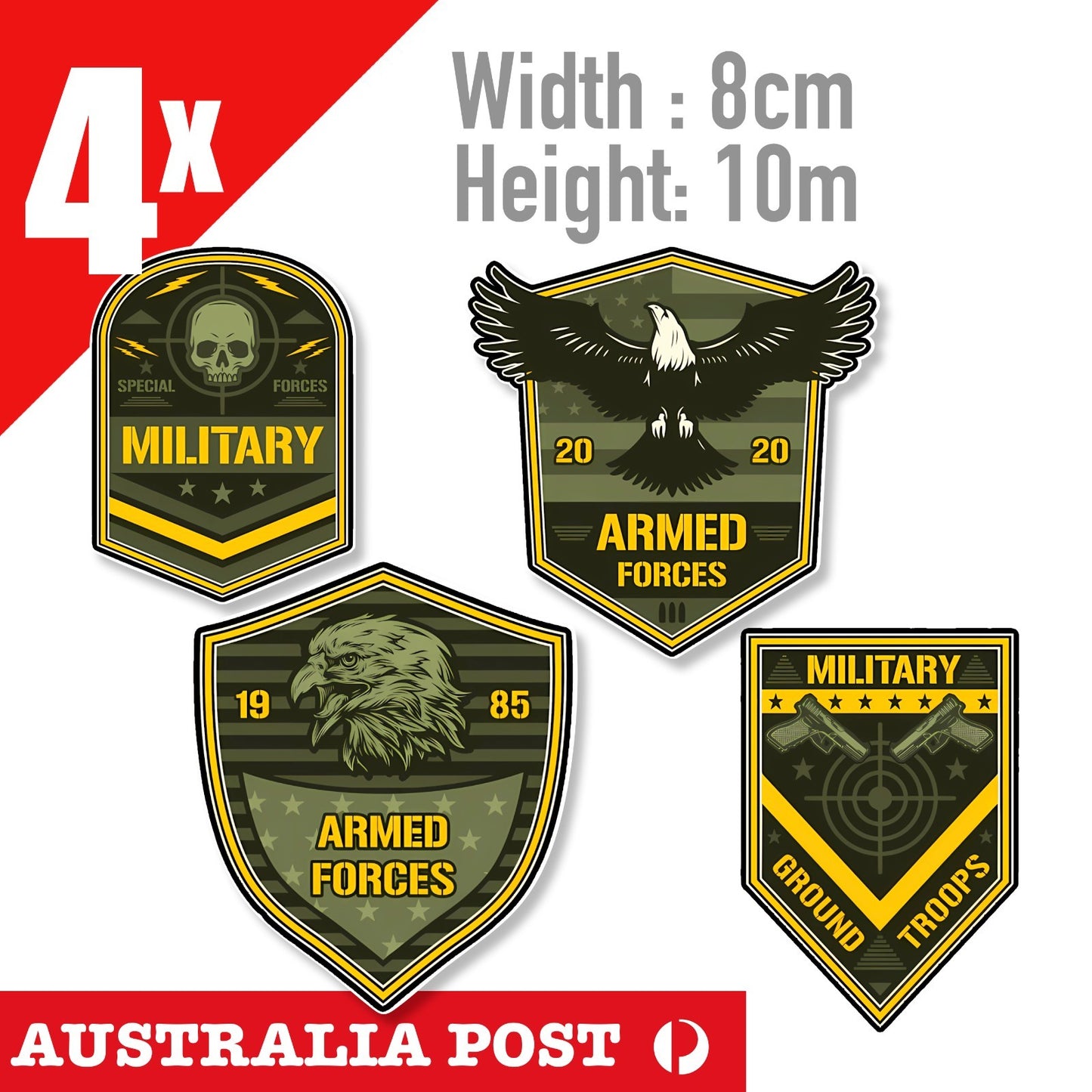 MILITARY Badge Style sticker , Toolbox , Garage Decal Army Skull Eagle Sticker