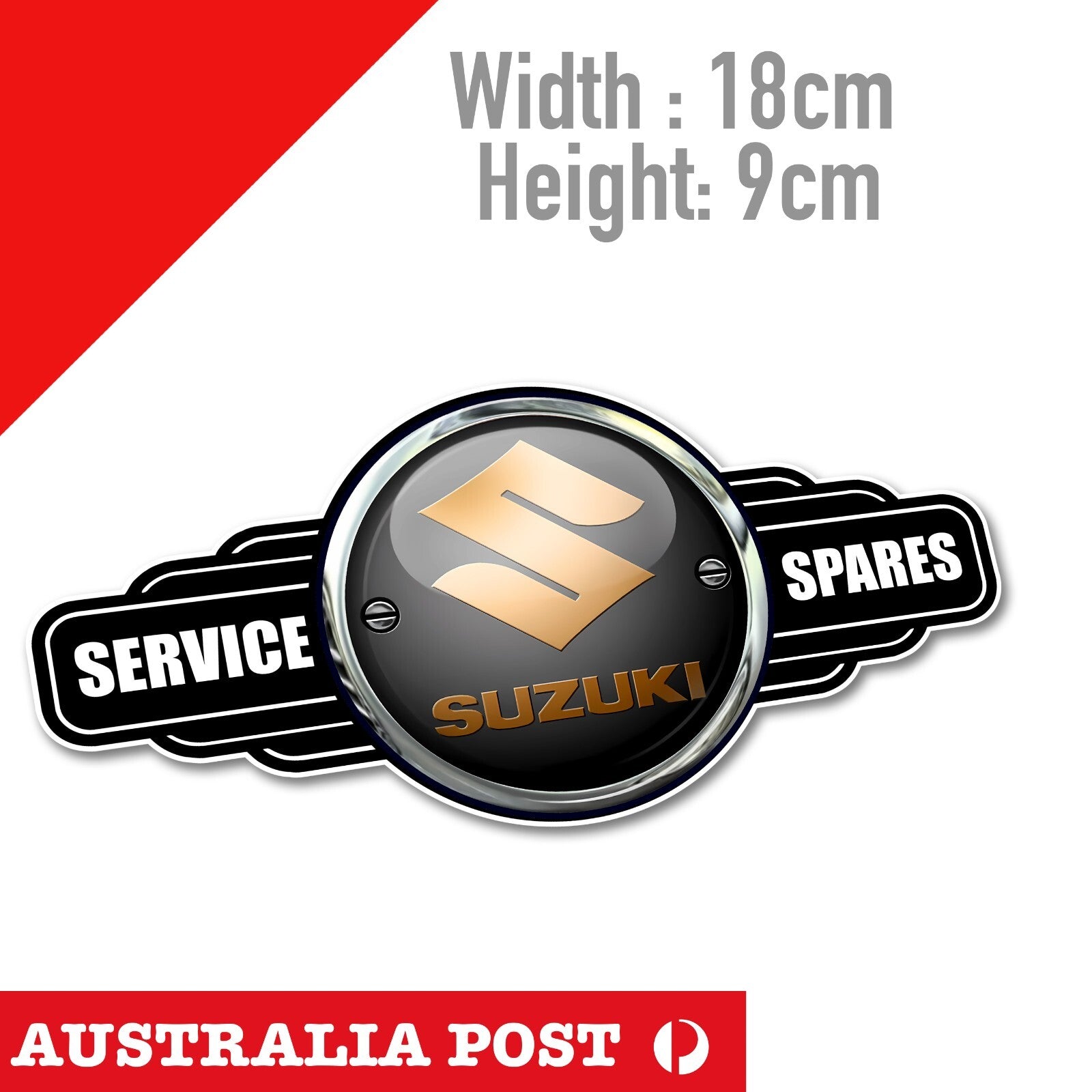 SUZUKI Gold SERVICE AND SPARES Car Garage Sign Logo Decal Sticker