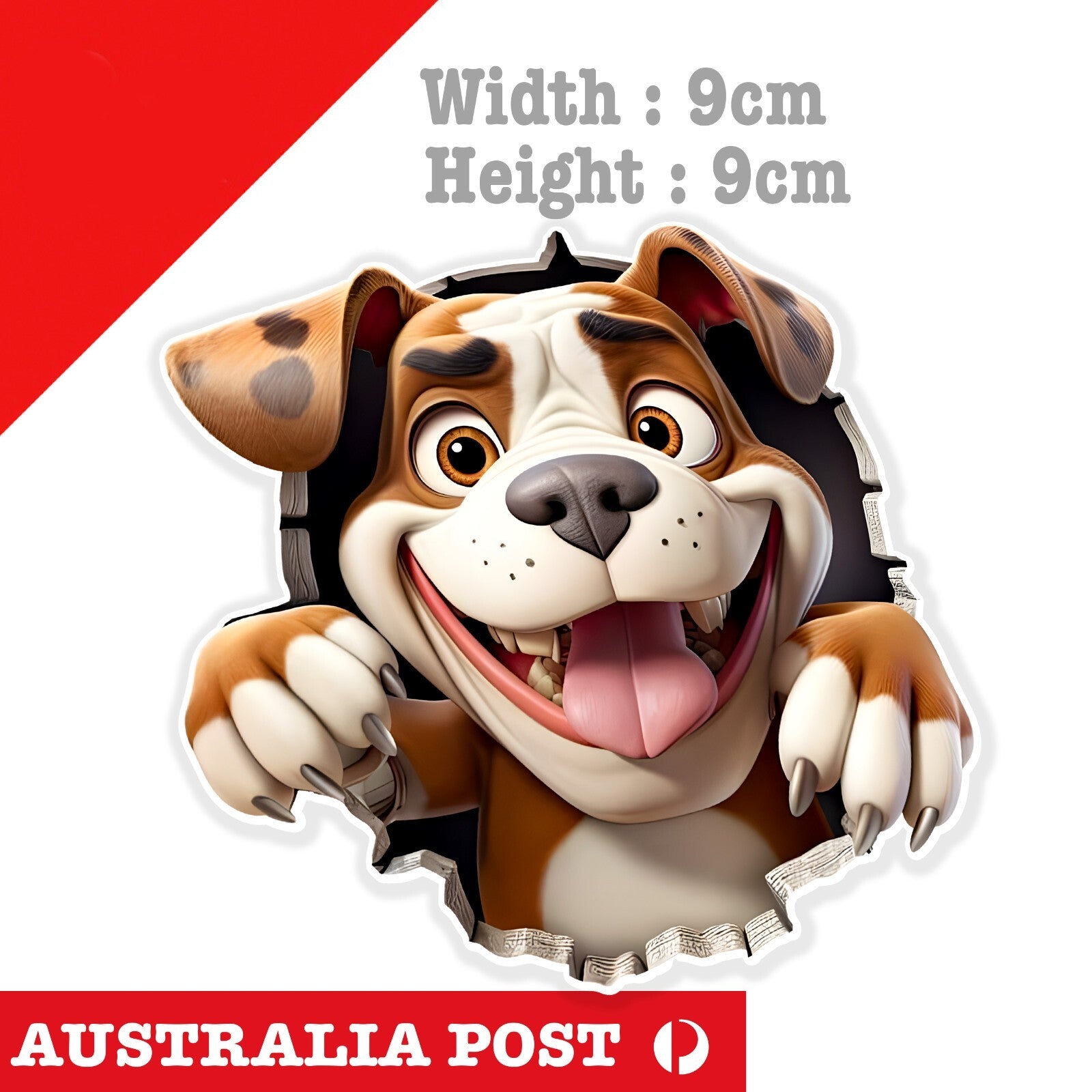 BullDog Funny Coming through Wall , Animal Dog Sticker