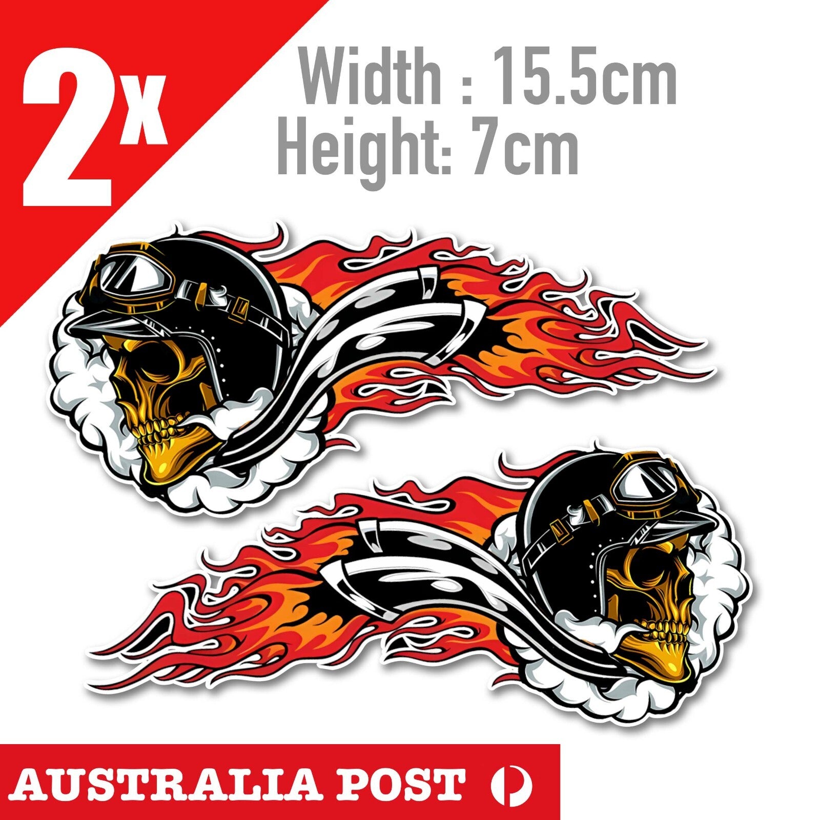 Flame Gold Skull motorcycle Fuel Tank, Turbo, Exhaust Decal Stickers