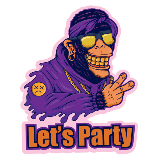 Monkey  Lets Party Funny  Laptop , Car  Decal Sticker 