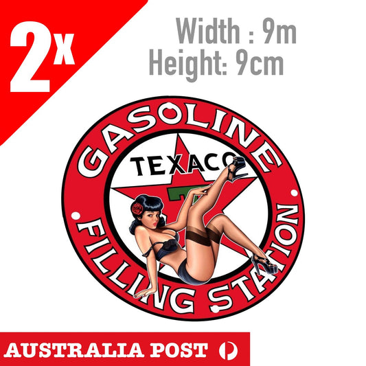 TEXACO Heavy Duty Motor Oil, Car , Oil Logo Round Sexy Pin Up Girl  Sticker