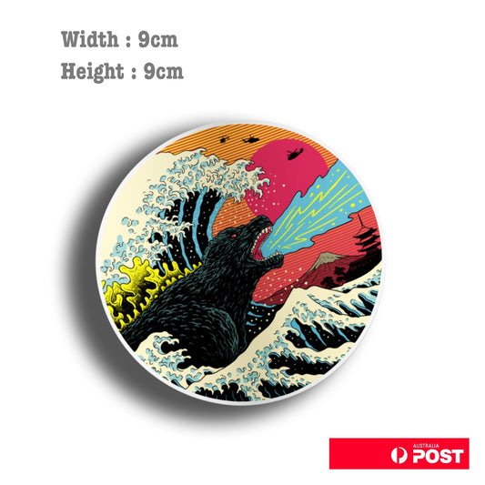The Great Wave off Kanagawa with Godzilla  JDM JAPAN  , Car  Vinyl  Sticker 