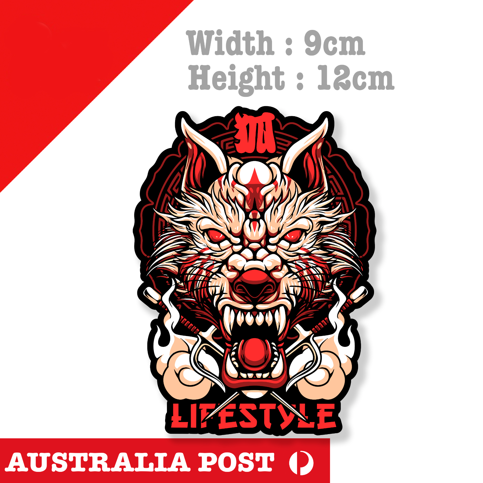 Angry Wolf  Head, Animal JDM , Car, Helmet, Fuel Tank Motorcycle Sticker