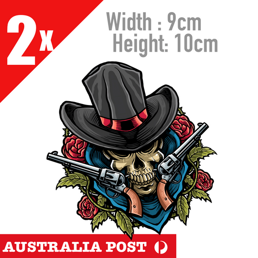 SKULL COWBOY with Double Guns Stickers