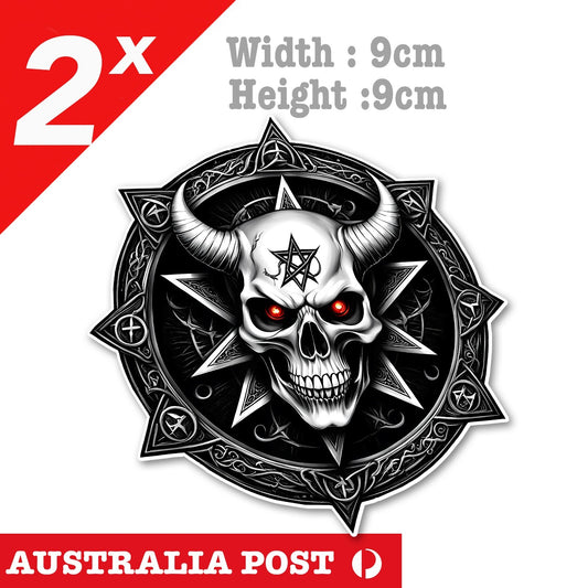 PENTAGRAM DEVIL DEMON ,Gothic Devil Satan Star 666, Evil Skull Reaper Sticker