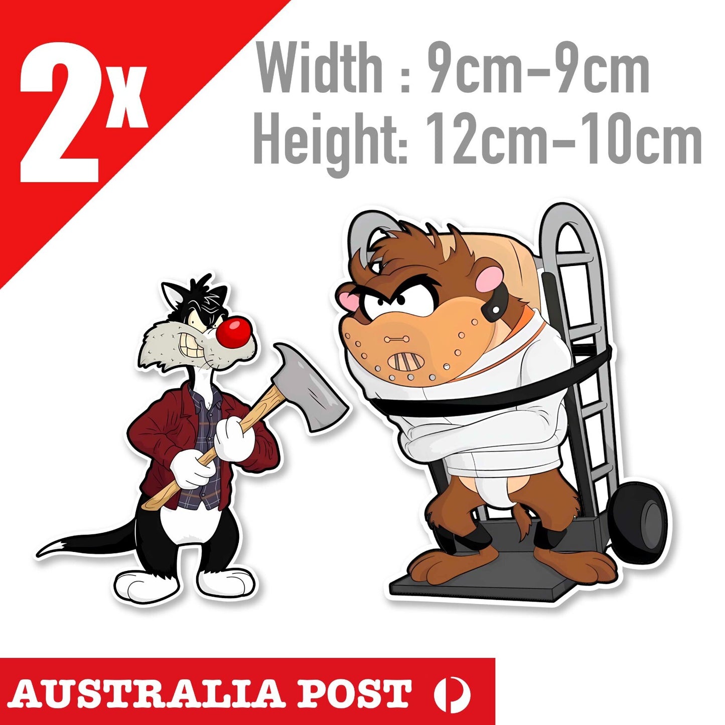 Sylvester Cat and Taz the Devil as Hannibal Looney  Tunes Funny  Decal Sticker