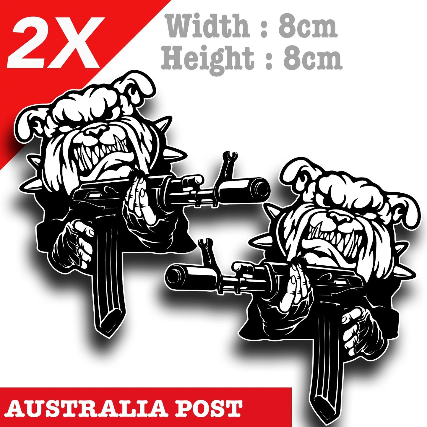 Angry Bull Dog with AK47 Gun Funny Dog Anima Vinyl  Sticker