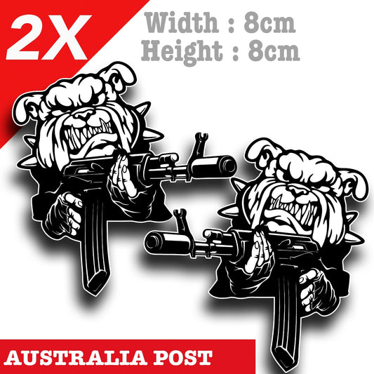Angry Bull Dog with AK47 Gun Funny Dog Anima Vinyl  Sticker